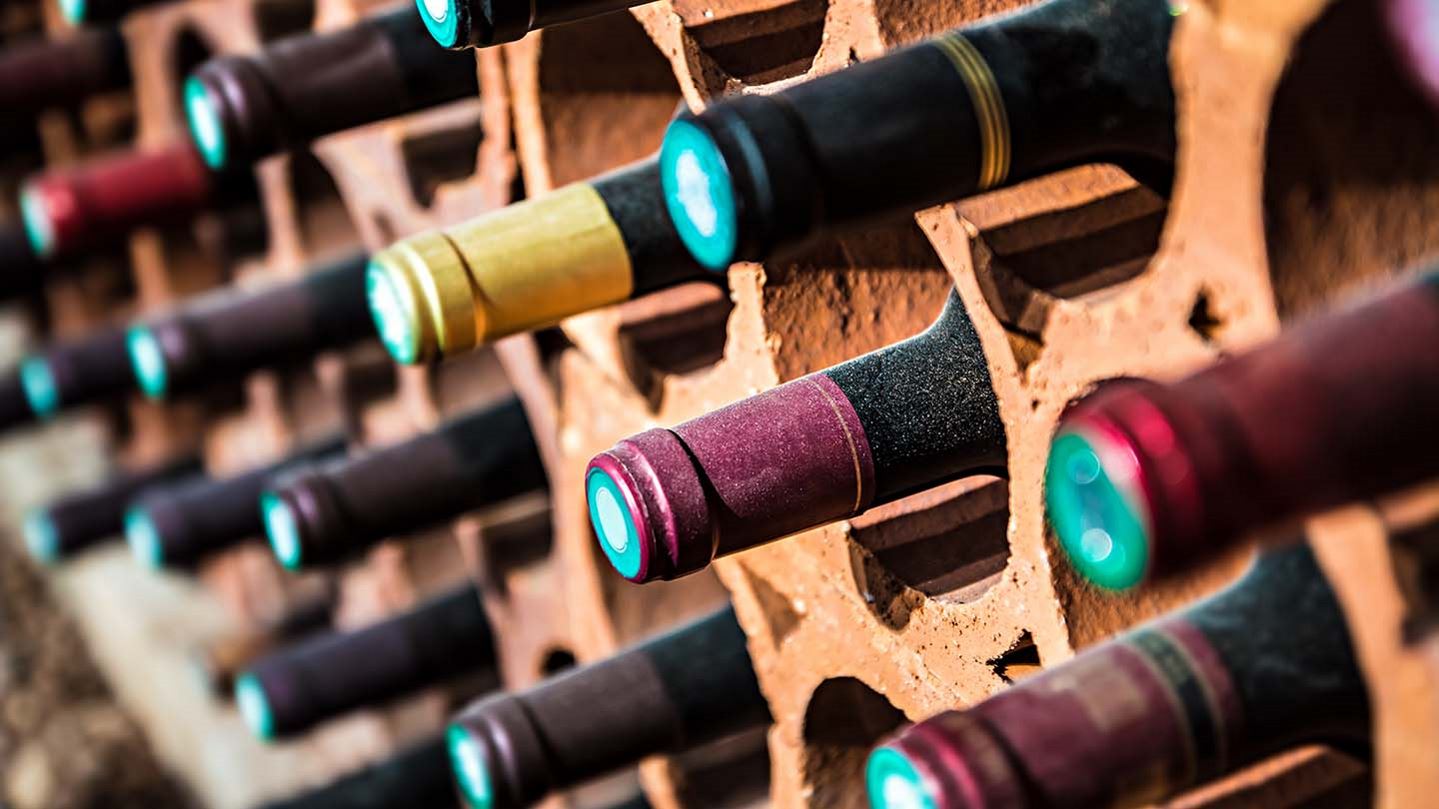 Wine bottles in cellar