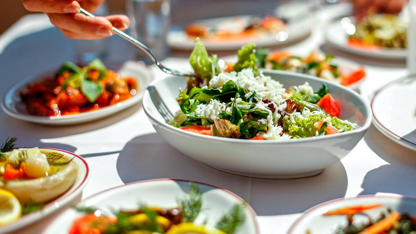 Couple eating fresh meal