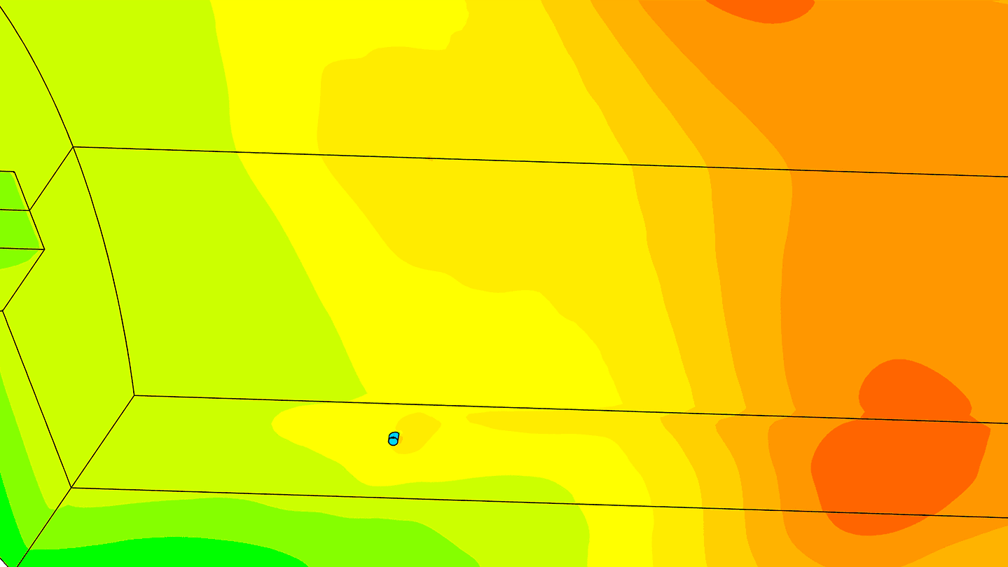 Example of Computational Fluid Dynamics (CFD) modeling representation of a melting furnace