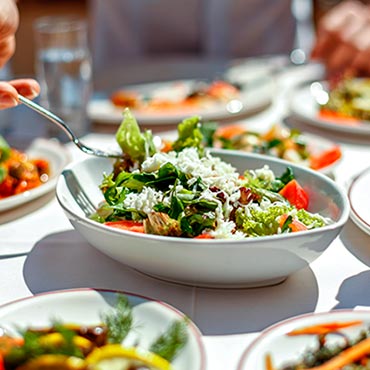 Couple eating fresh meal