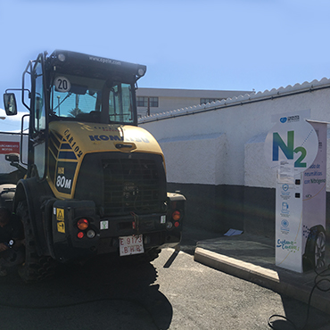 Nitrogen dispenser to inflate vehicle tires at the El Cubillo service station in Telde, Gran Canaria, Spain
